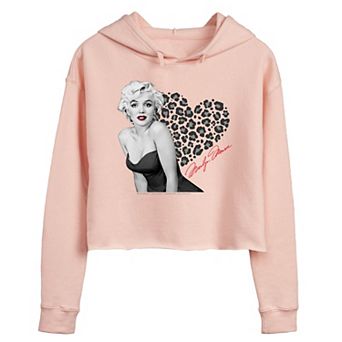 Juniors' Marilyn Monroe Leopard Heart Cropped Hoodie