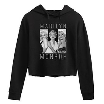 Juniors' Marilyn Monroe Triptych Cropped Hoodie