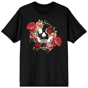 Men's Natural World Skull And Rose Tee