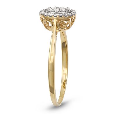 HDI 10k Gold 1/5 Carat T.W. Diamond Cluster Ring