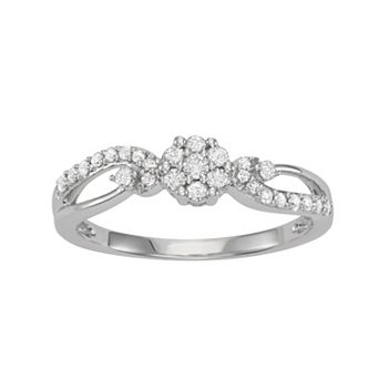 HDI 10k White Gold 1/3 Carat T.W. Diamond Cluster Ring