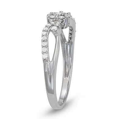 HDI 10k White Gold 1/3 Carat T.W. Diamond Cluster Ring