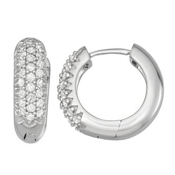 HDI 10k White Gold 1/2 Carat T.W. Diamond Pave Hoop Earrings