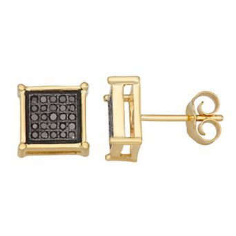 HDI 10k Gold 1/6 Carat T.W. Black Diamond Stud Earrings