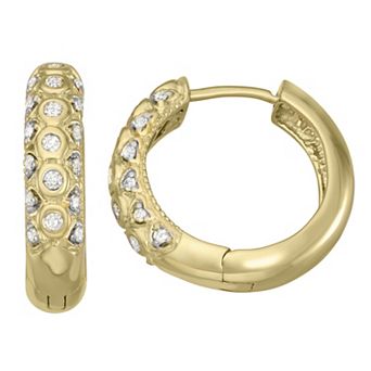 HDI 10k Gold 1/4 Carat T.W. Diamond Vintage Hoop Earrings