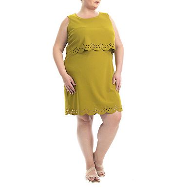 Plus Size Nina Leonard Popover Crepe Dress