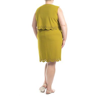 Plus Size Nina Leonard Popover Crepe Dress