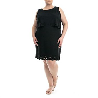 Plus Size Nina Leonard Popover Crepe Dress