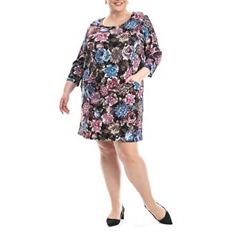 Plus Size Nina Leonard Printed Shift Dress