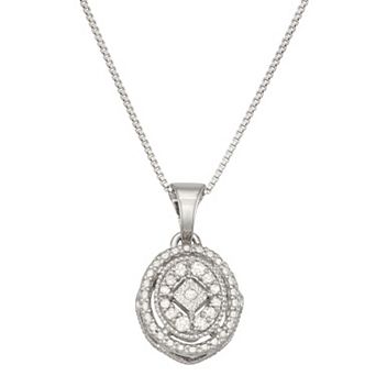 HDI Sterling Silver 1/10 Carat T.W. Diamond Circle Pendant Necklace