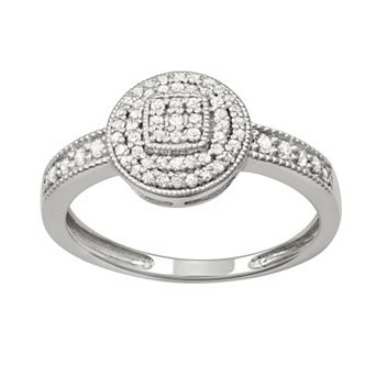 HDI Sterling Silver 1/3 Carat T.W. Diamond Halo Ring