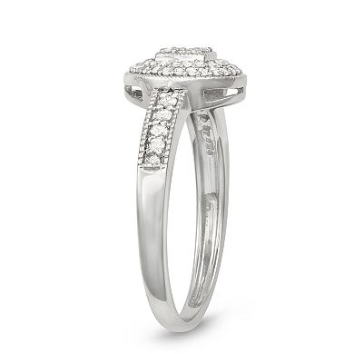 HDI Sterling Silver 1/3 Carat T.W. Diamond Halo Ring