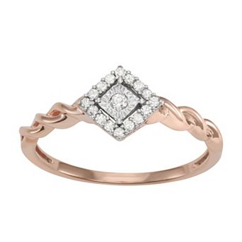 HDI 10k Rose Gold Over Silver 1/10 Carat T.W. Diamond Vintage Ring
