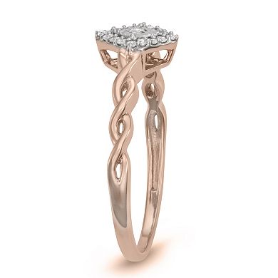 HDI 10k Rose Gold Over Silver 1/10 Carat T.W. Diamond Vintage Ring