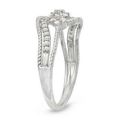 HDI Sterling Silver 1/4 Carat T.W. Diamond Swirl Fashion Ring