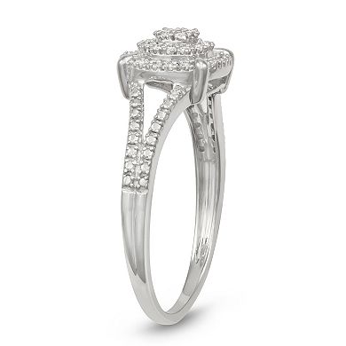 HDI Sterling Silver 1/5 Carat T.W. Diamond Cluster Ring