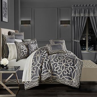 Five Queens Court Darwin Charcoal 4 pc Comforter Set