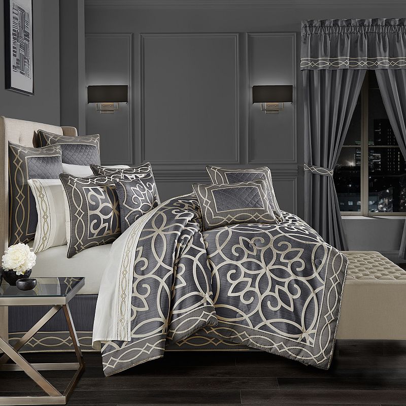 Five Queens Court Darwin Charcoal 4-piece Comforter Set, Grey