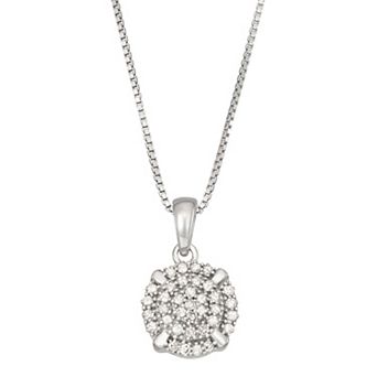 HDI Sterling Silver 1/5 Carat T.W. Diamond Cluster Pendant Necklace
