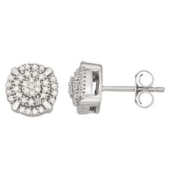 HDI Sterling Silver 1/3 Carat T.W. Diamond Cluster Stud Earrings