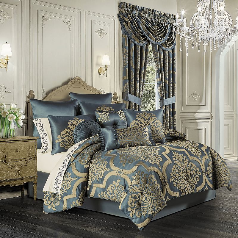 Five Queens Court Carla Azure 4-piece Comforter Set, Blue, King