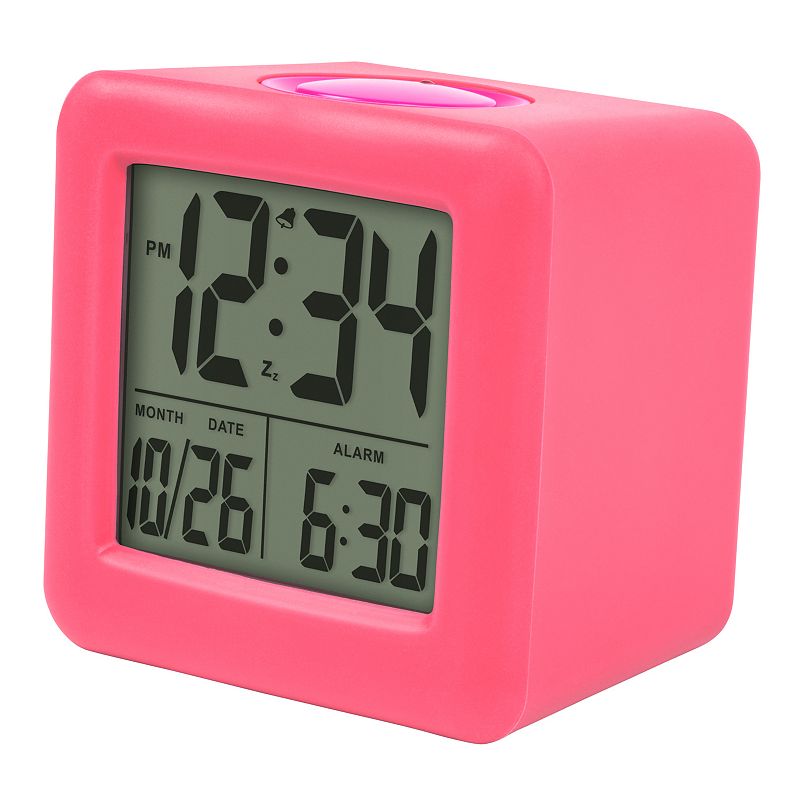 La Crosse Technology Soft Cube LCD Alarm Clock with Smart Light, Pink
