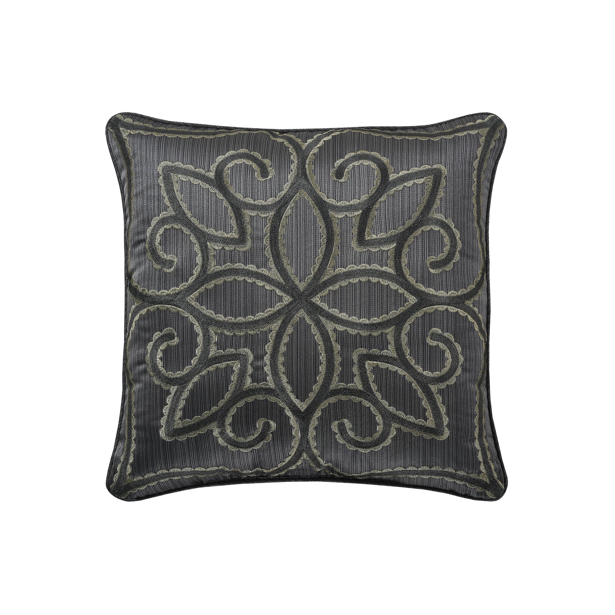 Five Queens Court Darwin Charcoal 18 Square Decorative Throw Pillow, Gra