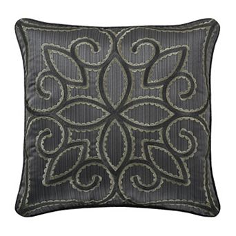 Five Queens Court Darwin Charcoal 18" Square Decorative Throw Pillow