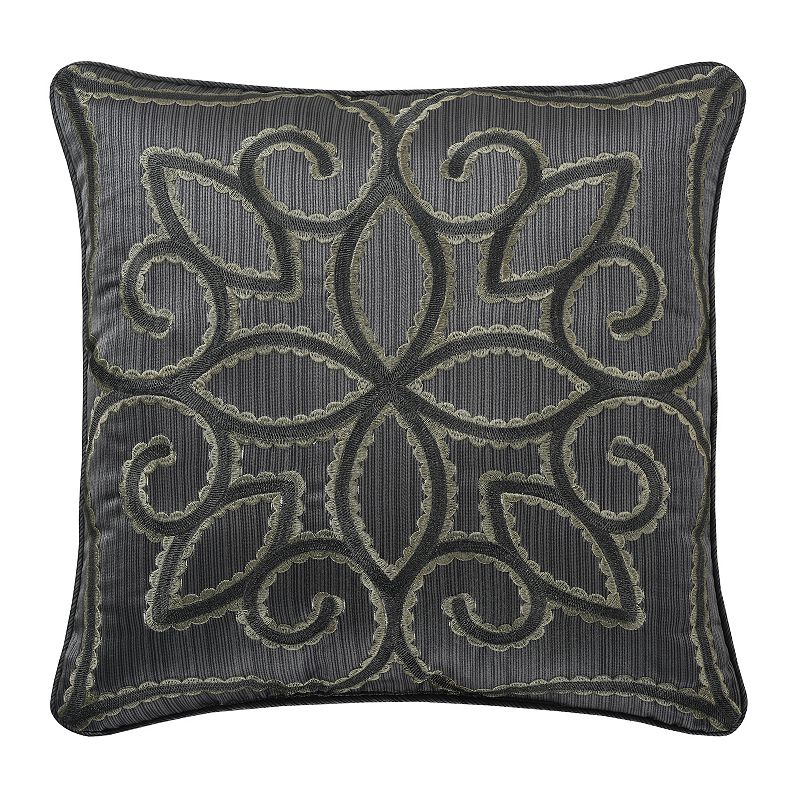 Five Queens Court Darwin Charcoal 18 Square Decorative Throw Pillow, Gre