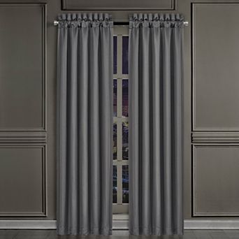 Five Queens Court Darwin Charcoal 84" Set of 2 Window Curtain Panels