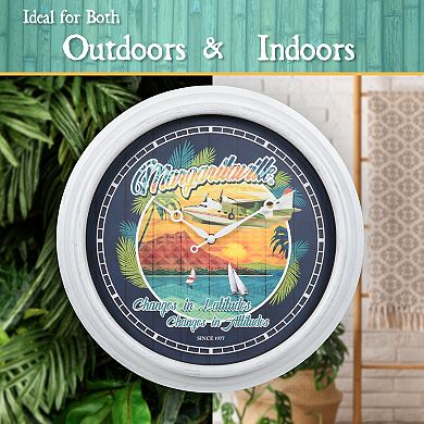 La Crosse 433-3841MV5 15.75” Sailboat Margaritaville Indoor/Outdoor Quartz Analog Clock