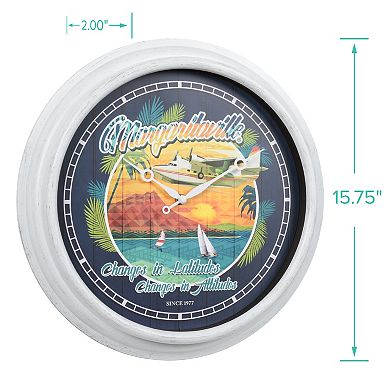 La Crosse 433-3841MV5 15.75” Sailboat Margaritaville Indoor/Outdoor Quartz Analog Clock