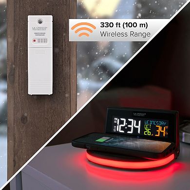 La Crosse Technology Wireless Charging Alarm with Glowing Base & Temperature 