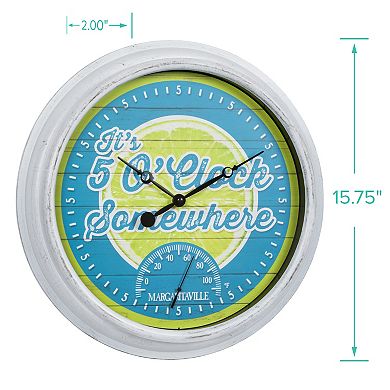 La Crosse Clock 433-3841MV2T 15.75" 5 O'Clock Margaritaville Outdoor Quartz Clock with Temp