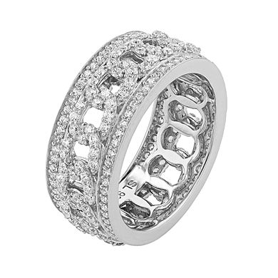 SLNY Sterling Silver Cubic Zirconia Link Eternity Band Ring