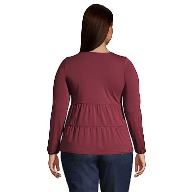 Plus Size Lands' End Women's Long Sleeve Lightweight Tiered Top