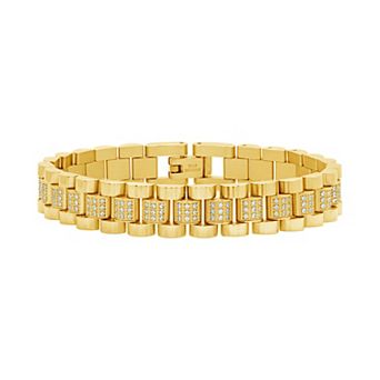 MC Collective Cubic Zirconia Accent Watch Band Chain Bracelet