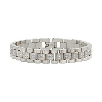 MC Collective Cubic Zirconia Accent Watch Band Chain Bracelet