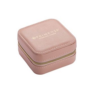 PRIMROSE Rose Faux Leather Zippered Jewelry Box