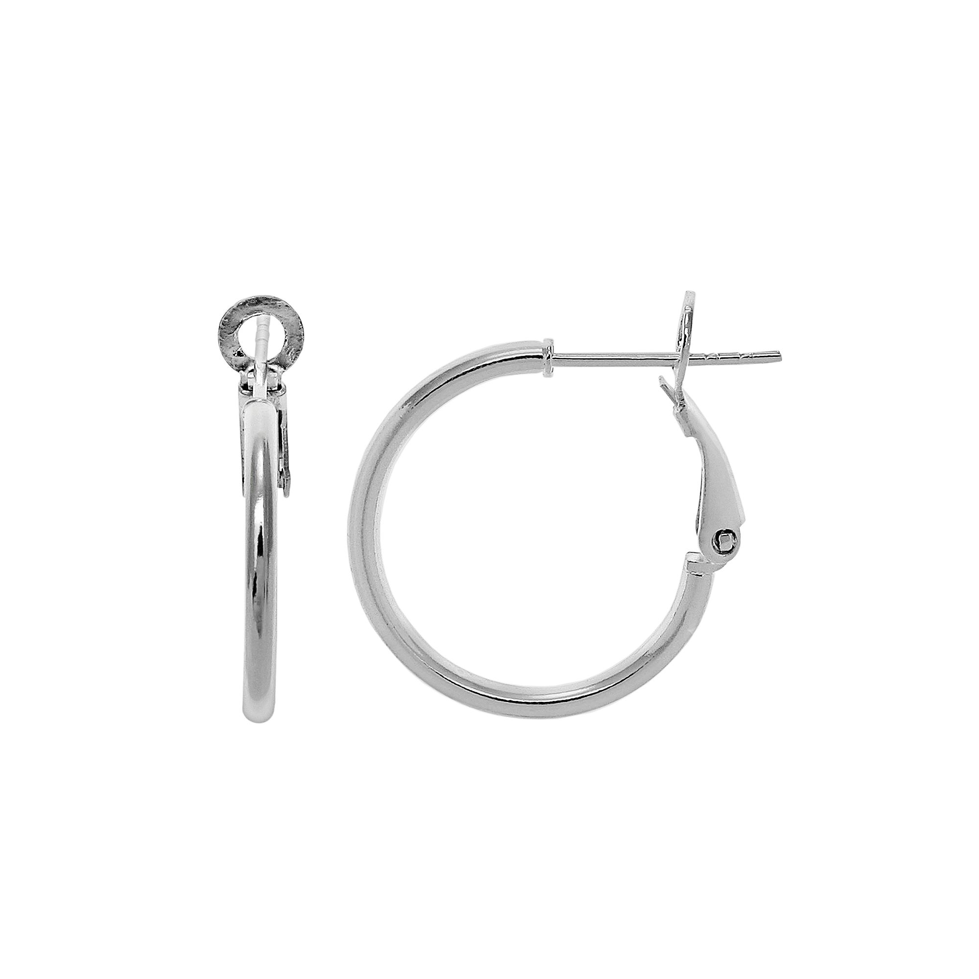 PRIMROSE Sterling Silver Polished Tube Hoop Earrings, Womens, Size: 20MM