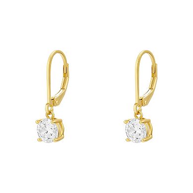 PRIMROSE Sterling Silver Cubic Zirconia Leverback Earrings