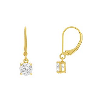 PRIMROSE Sterling Silver Cubic Zirconia Leverback Earrings