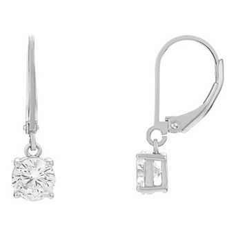 PRIMROSE Sterling Silver Cubic Zirconia Leverback Earrings