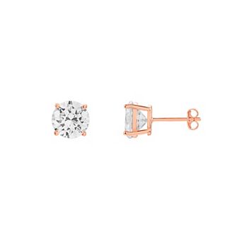 PRIMROSE Sterling Silver 8 mm Cubic Zirconia Stud Earrings