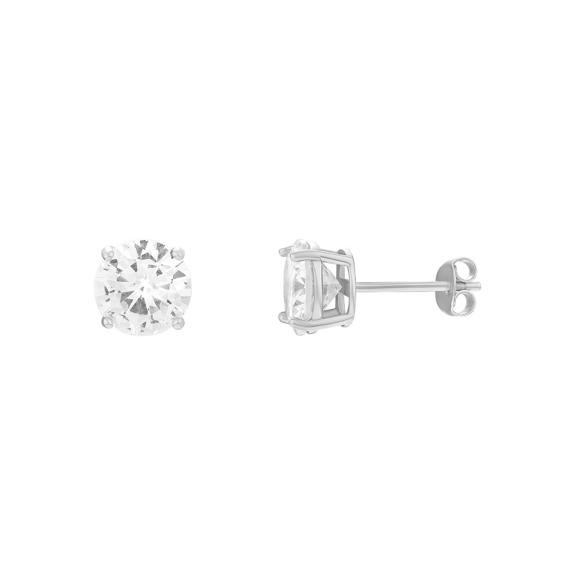 PRIMROSE Sterling Silver 8 mm Cubic Zirconia Stud Earrings, Womens