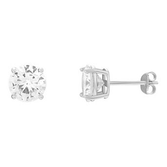 PRIMROSE Sterling Silver 8 mm Cubic Zirconia Stud Earrings