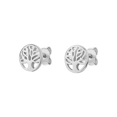 PRIMROSE Sterling Silver Polished Family Tree Stud Earrings