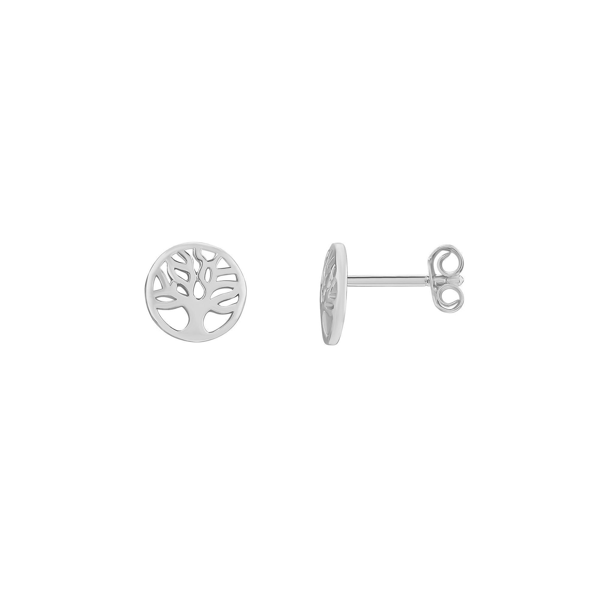 PRIMROSE Sterling Silver Polished Family Tree Stud Earrings, Womens