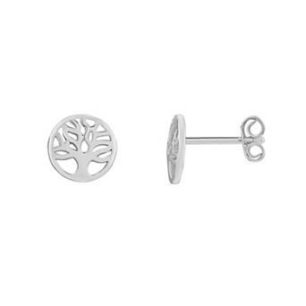 PRIMROSE Sterling Silver Polished Family Tree Stud Earrings