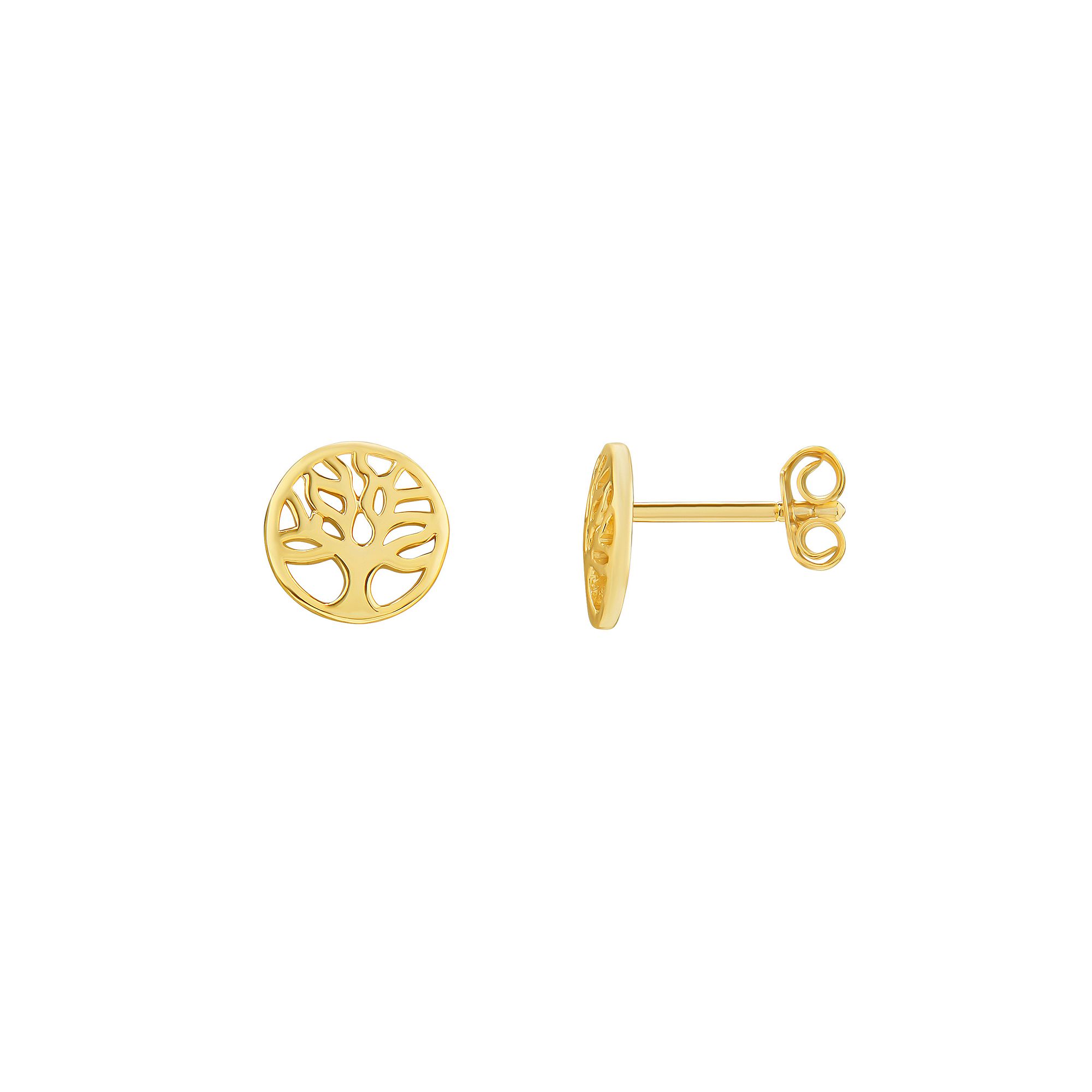 PRIMROSE Sterling Silver Polished Family Tree Stud Earrings, Womens, Yello